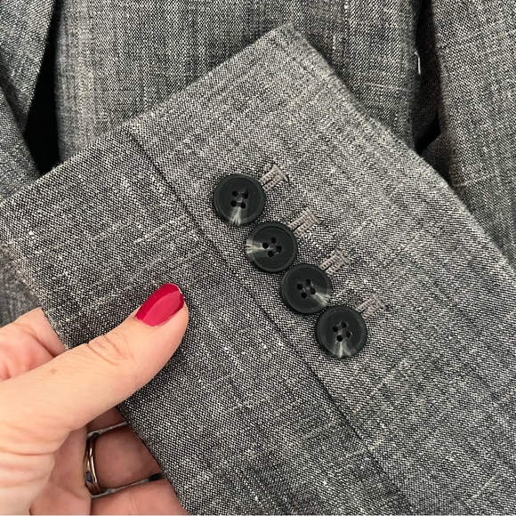 Theory Double-Breasted Linen Tailored Blazer Grey Minimalist Quiet Luxury Size 4 - Picture 8 of 14